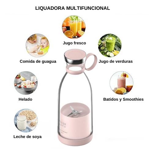 Licuadora Portatil 350ml – Smoothies, Jugos y Batidos en Cualquier Lugar